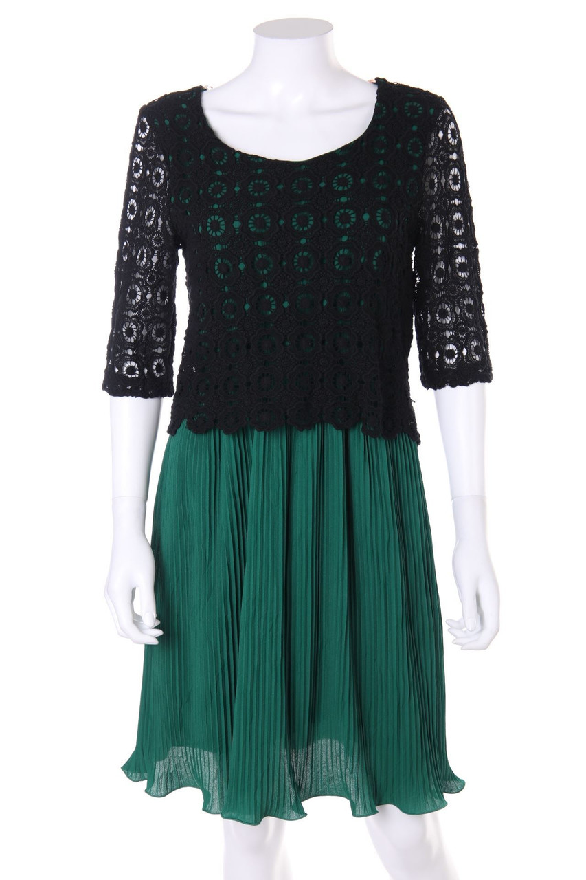 PRECCHIO COLORS CONCEPT - Plissee-Kleid im Layer Look mit Spitze - D 38