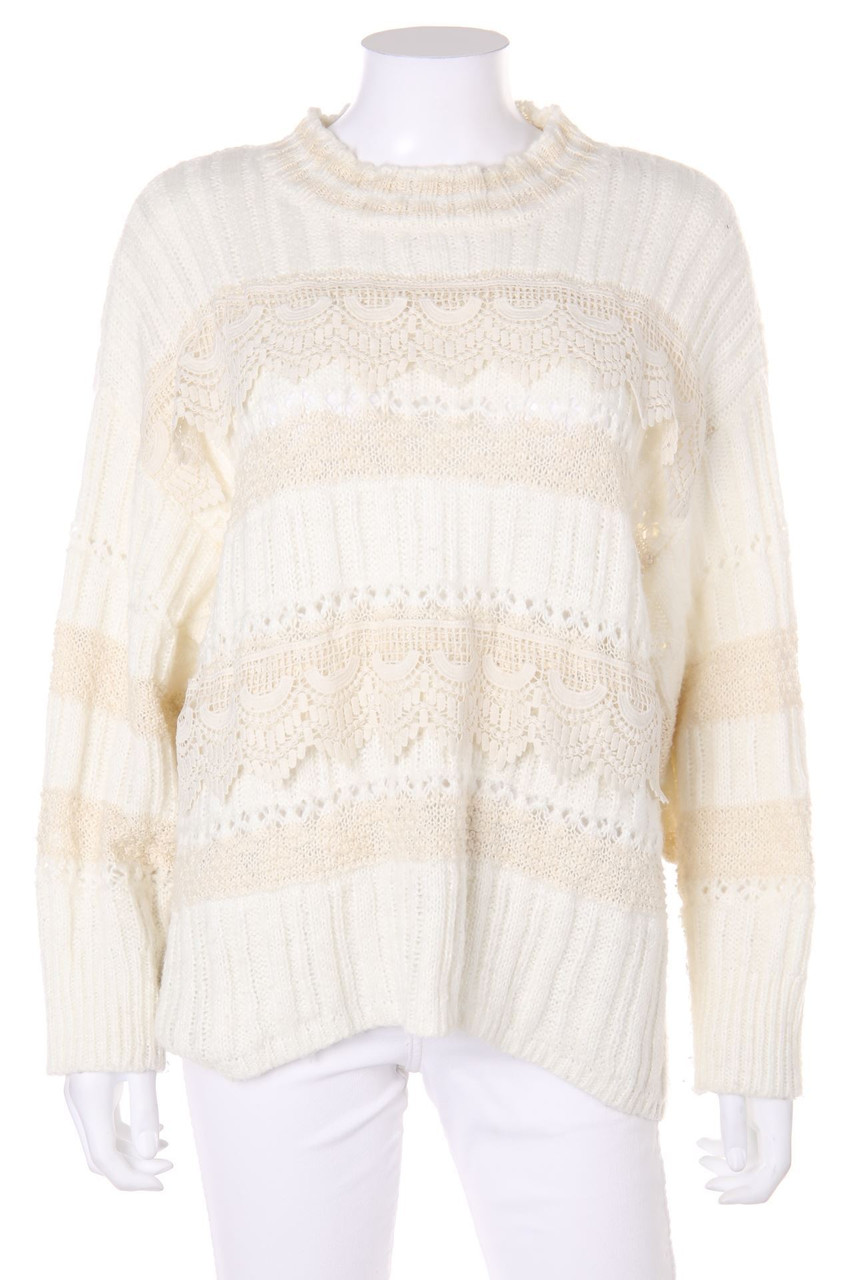 zebra&#x20;-&#x20;Strick-Pullover&#x20;mit&#x20;Spitzen-Einsatz&#x20;-&#x20;ONE&#x20;SIZE