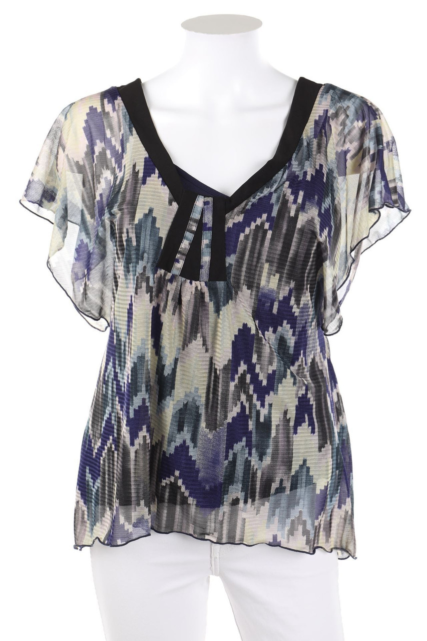 KOOKAI - Kurzarm-Bluse mit Print - D 38
