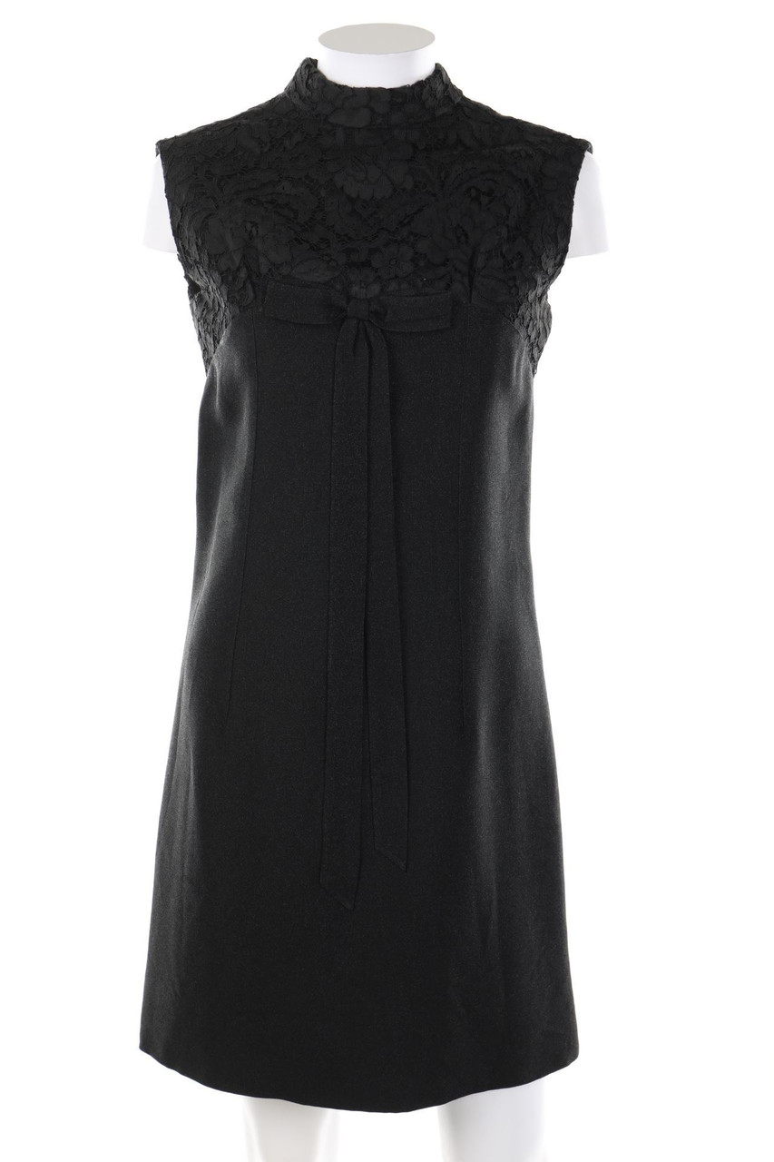 Ohne Label - Glitzer-Party-Kleid mit Spitzen-Einsatz - D 36