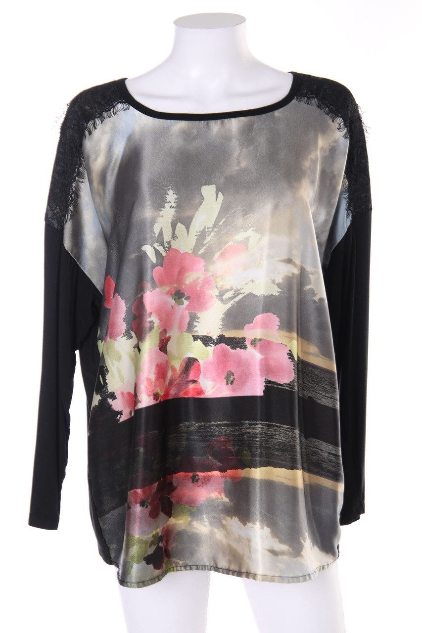 OVS - Bluse mit Foto-Print mit Spitze mit Batwing-Ärmeln - M