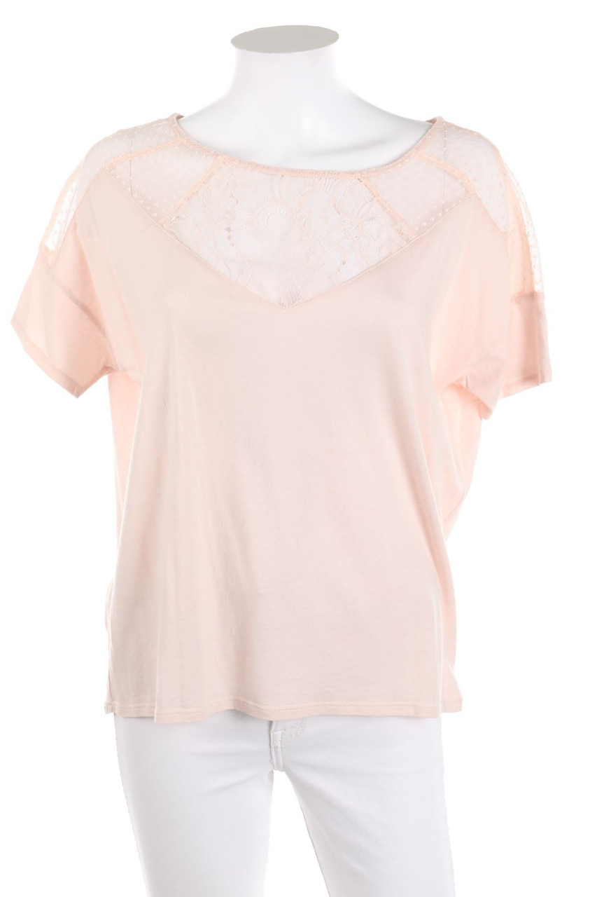 NAF NAF - Shirt mit Spitzen-Einsatz - M