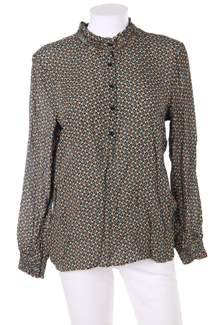 MORE & MORE - Bluse mit Stehkragen mit geometrischem Muster - D 36