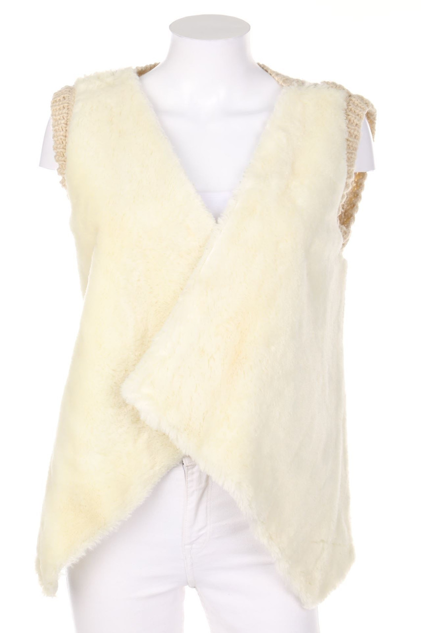 ESPRIT - Strickweste mit Fake Fur-Besatz - L