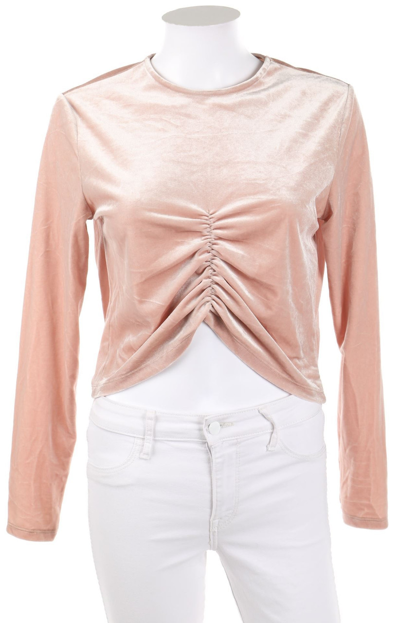 H&M DIVIDED - Samt-Longsleeve-Shirt mit Raffungen - L