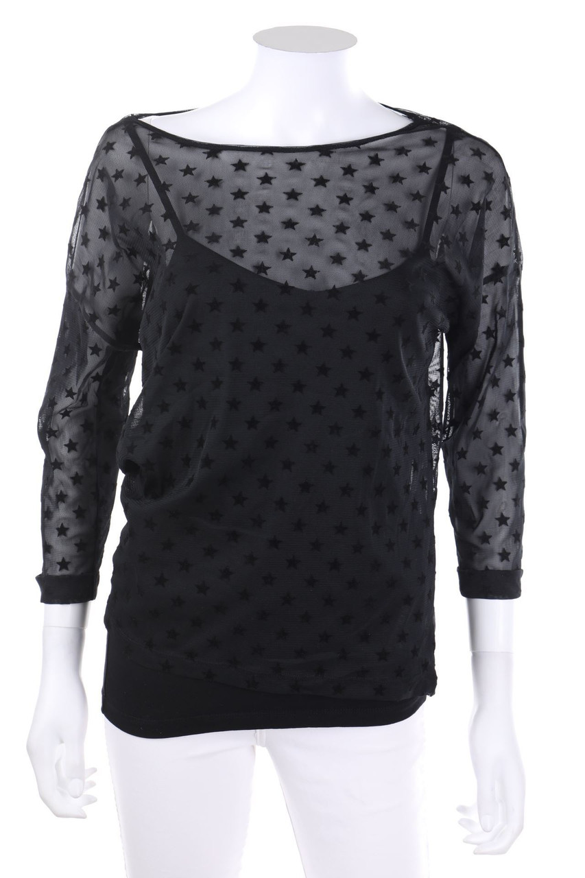 Q/S designed by s.Oliver - Bluse mit 3/4-Ärmel im Layer Look mit Muster - XS