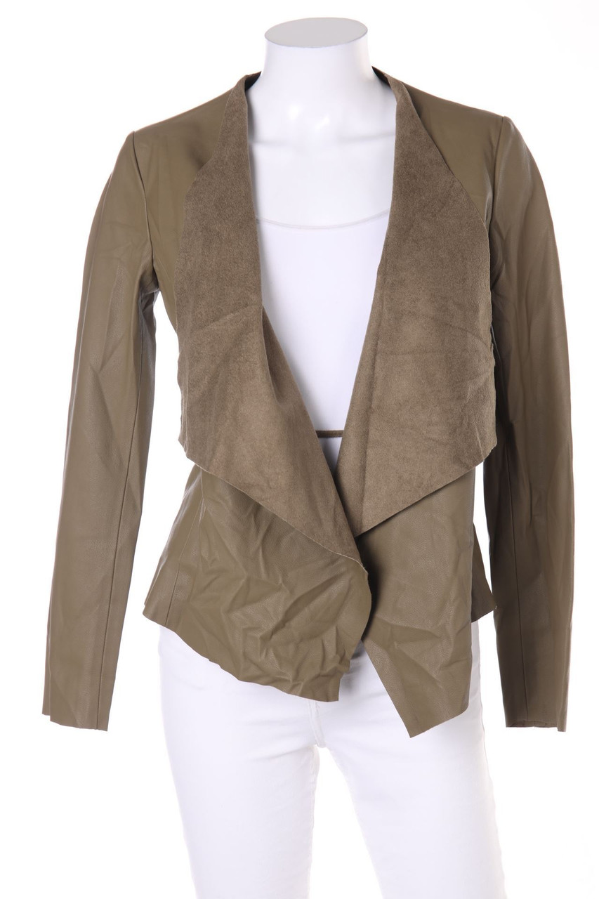 ZARA - Kunstlederjacke mit Wasserfall-Ausschnitt - XS