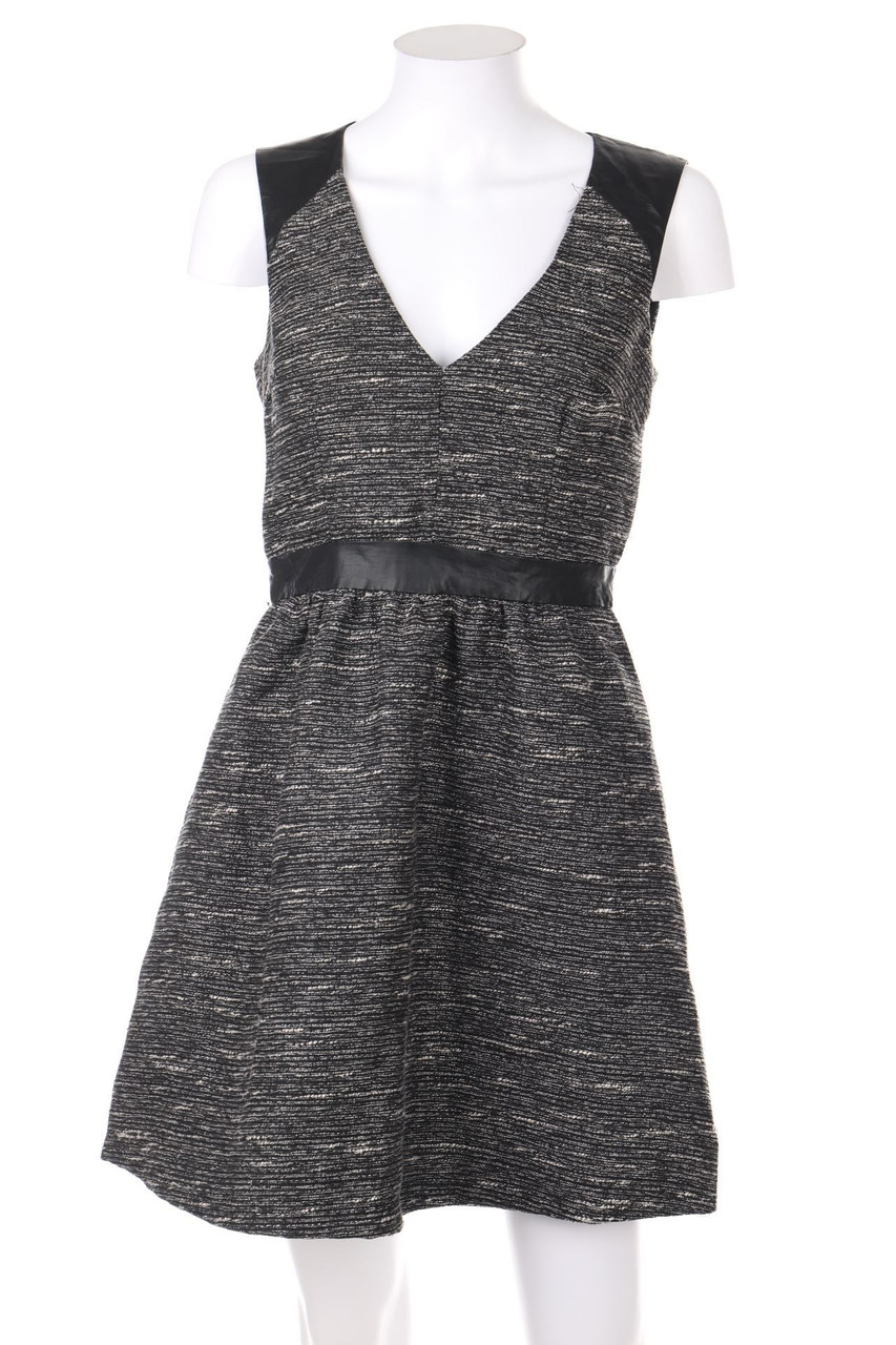 H&M - Bouclé-Party-Kleid mit Kunstleder-Details mit Metallic-Effekt - D 38