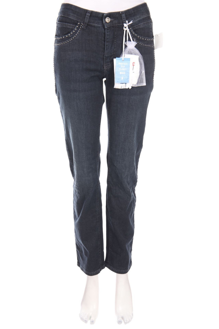 MAC - Used Look Straight Cut Jeans mit Nieten - D 36