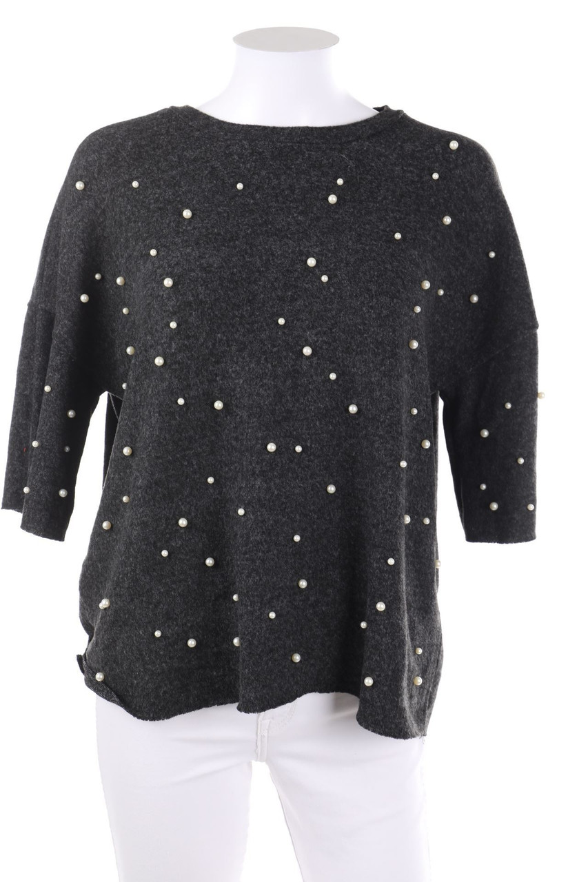 ZARA TRF - Strick-Pullover mit Perlen - S
