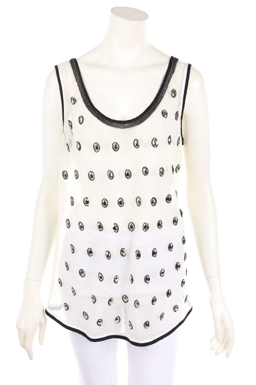 MANDARIN - Top aus Spitze mit Schmuckstein-Applikation - L