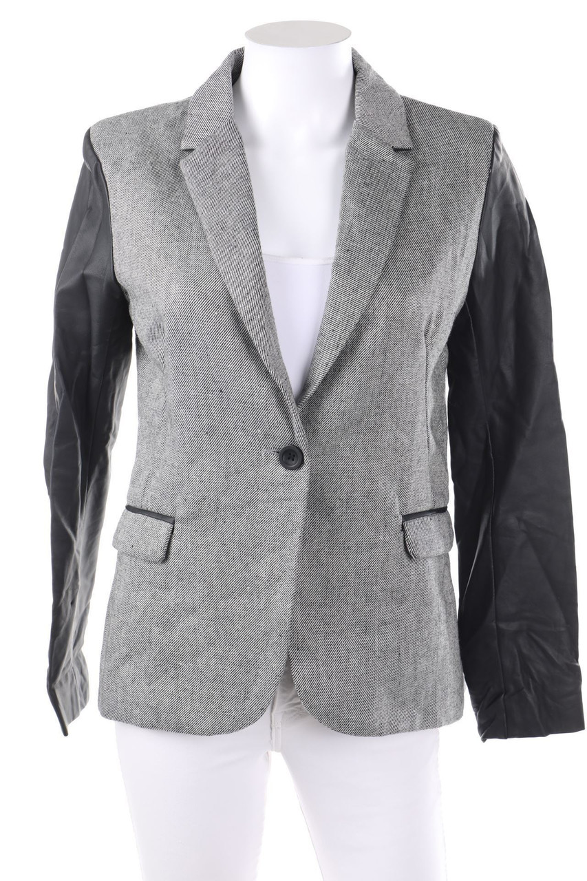 Fde la passion - Streifen-Blazer mit Kunstleder-Details - M