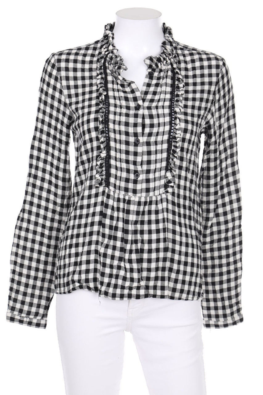 ONLY - Rüschen-Bluse mit Karo-Muster - D 36