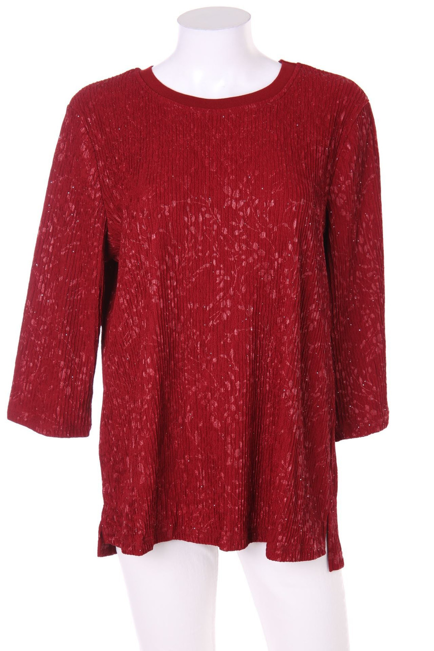 trofé - Glitzer-3/4-Arm-Shirt mit floralem Muster - L