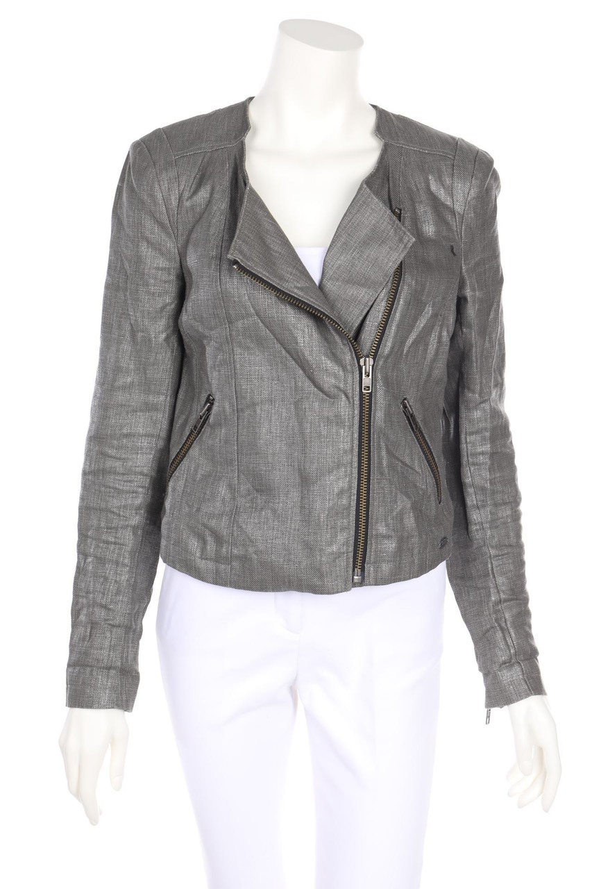 IKKS - Metallic-Jacke aus Leinen im Biker-Stil - D 38