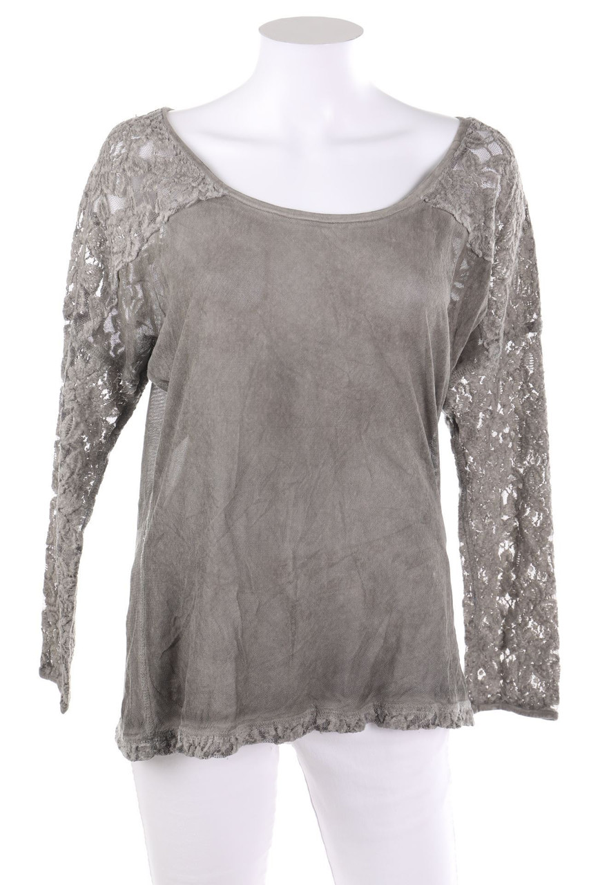 NILE - Garment Dyed-Batwing-Shirt aus Mesh mit Spitze - M