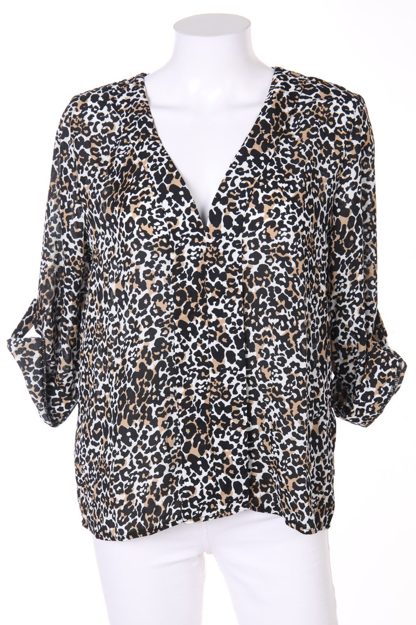 Ohne Label - Tunika-Bluse mit Animal-Print - L