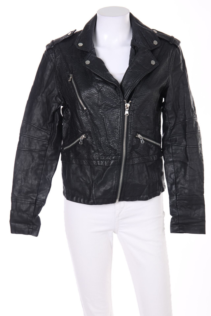 RIVER ISLAND - Kunstlederjacke im Biker-Stil mit Reißverschluss - D 38
