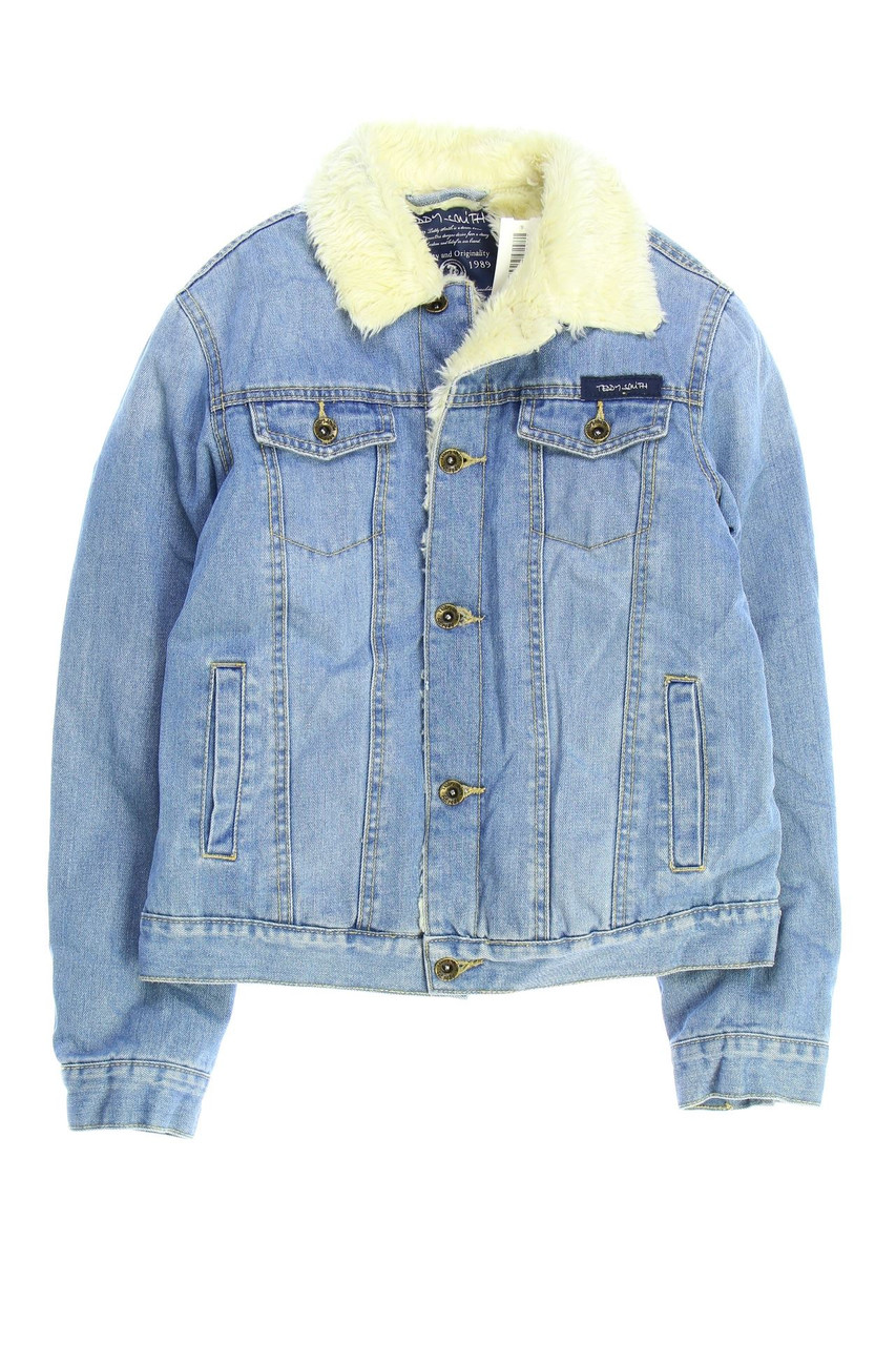 Teddy Smith - Jeans-Jacke mit Fake Fur-Besatz - 158