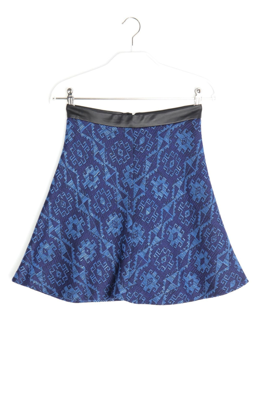 ZARA WOMAN - Muster-Minirock mit Kunstleder-Details - XS