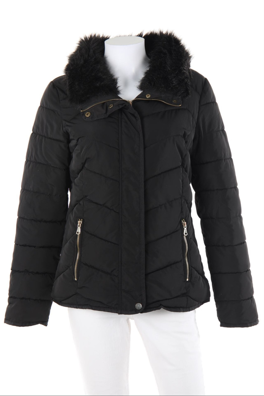 CLOCKHOUSE by C&A - wattierte Jacke mit Faux Fur-Kragen - D 38