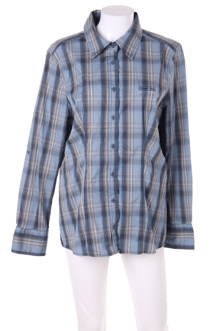Street One - Karo-Hemd-Bluse mit Logo-Stickerei - D 44