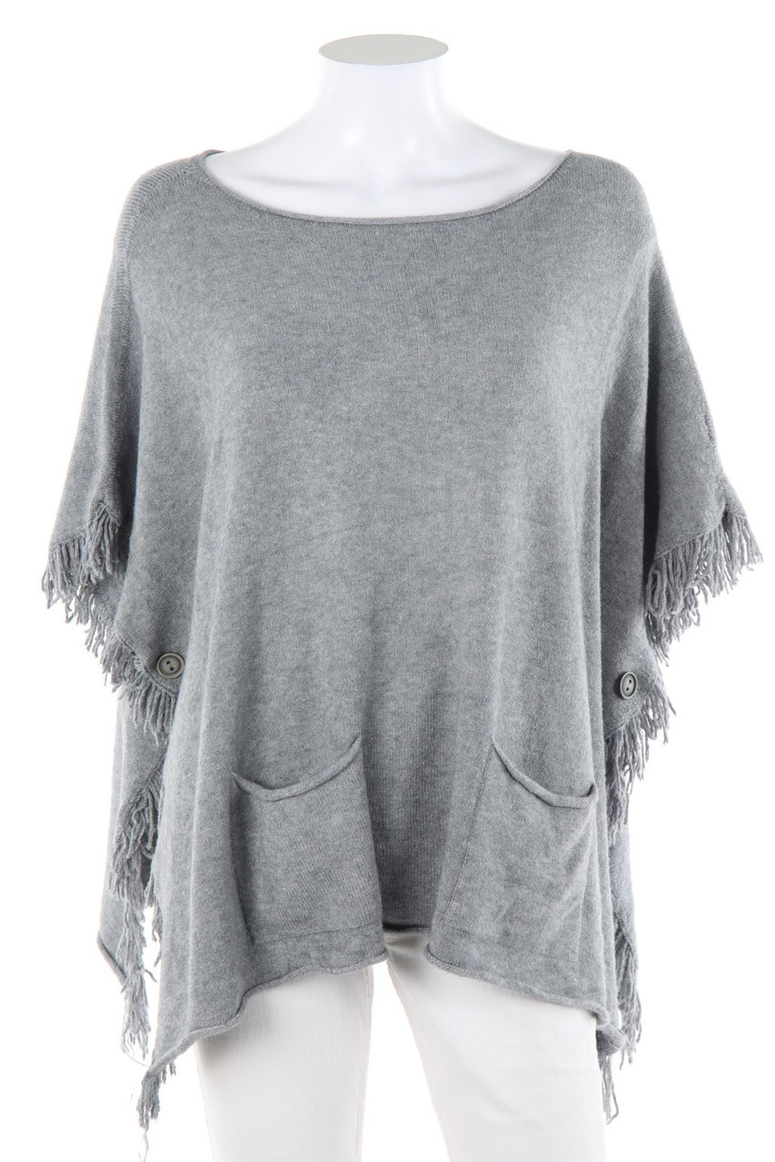ANOUK - Poncho mit Fransen - ONE SIZE