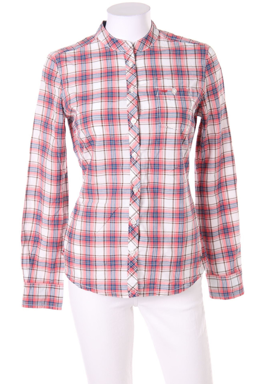 QS by s.Oliver - Karo-Hemd-Bluse mit Logo-Stickerei - D 34