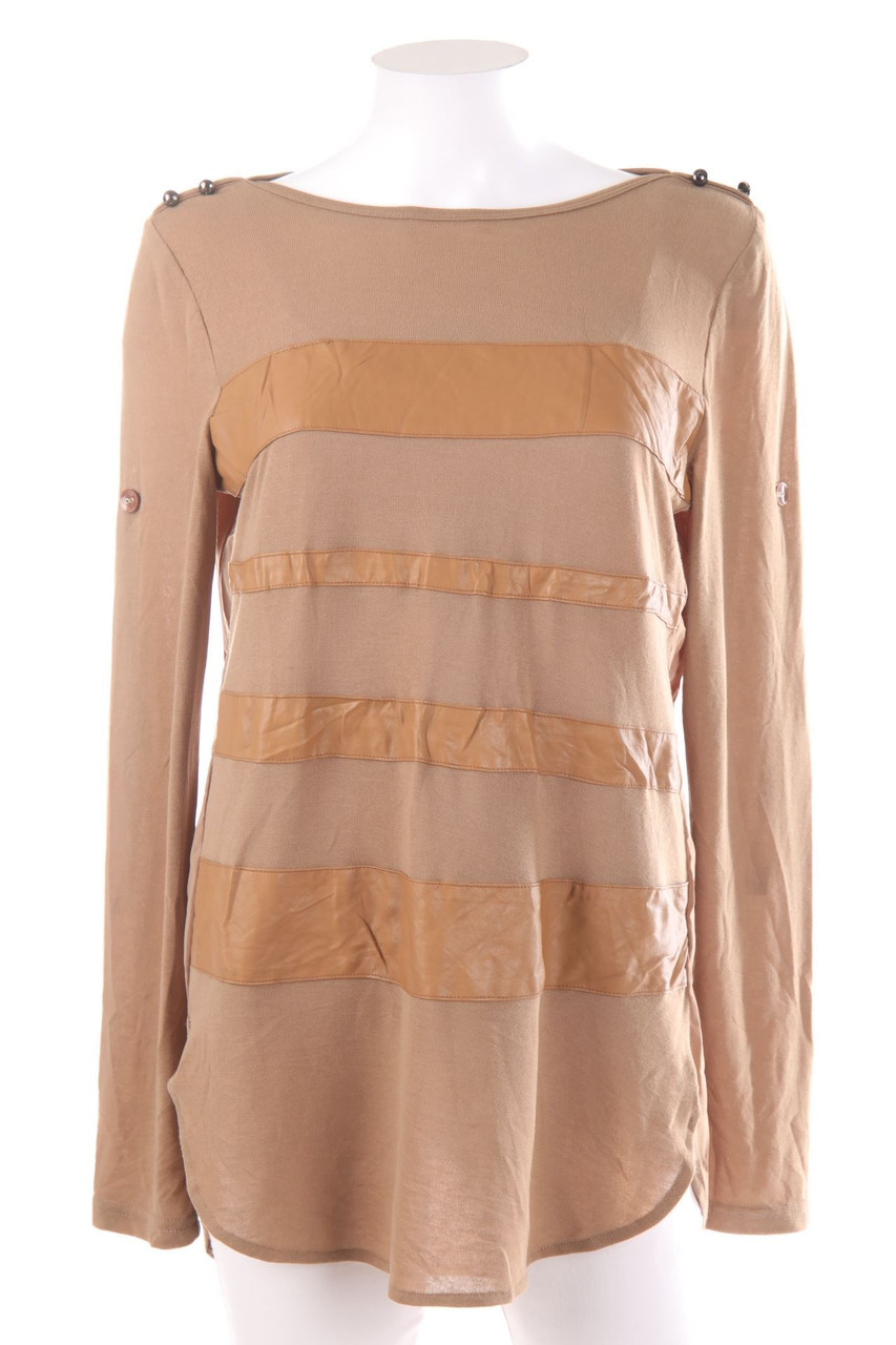 Just Addict - Longsleeve-Shirt mit Kunstleder-Details - L