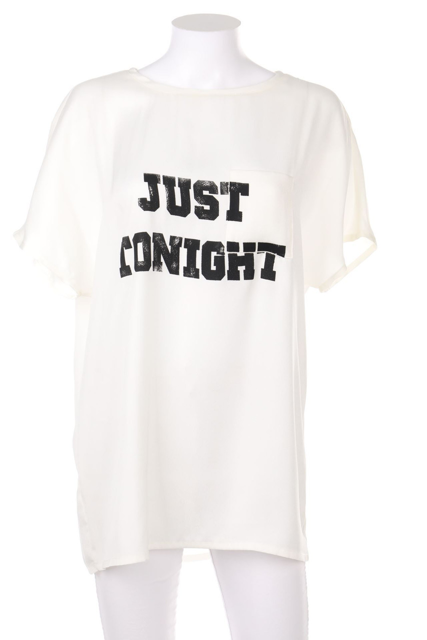 MANGO SUIT - Oversize-Kurzarm-Bluse mit Statement-Print - S