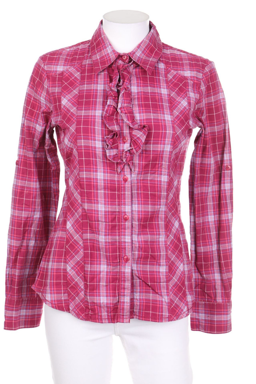 ESPRIT de corp - Karo-Bluse mit Roll-up-Manschette - D 34