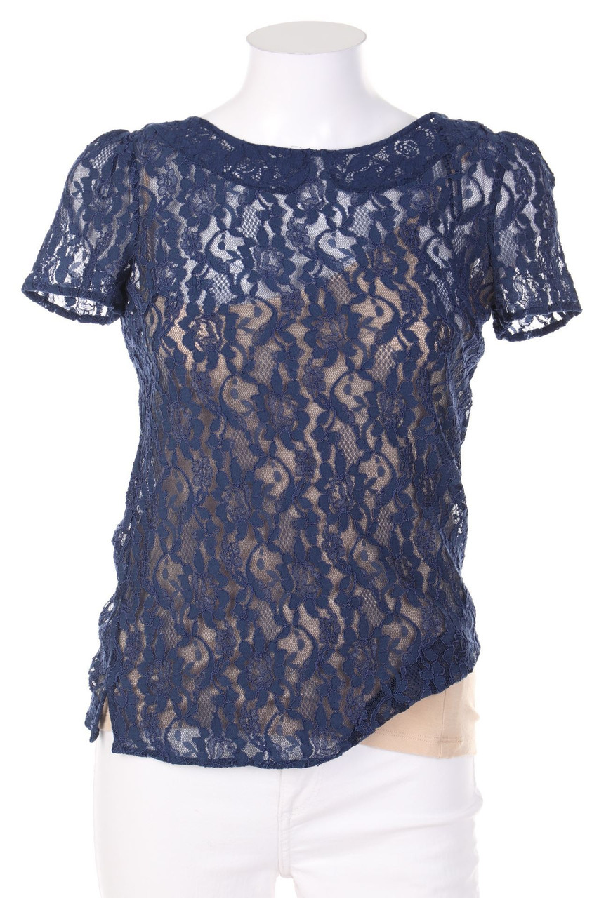 Massimo Dutti - Kurzarm-Bluse aus Spitze - XS