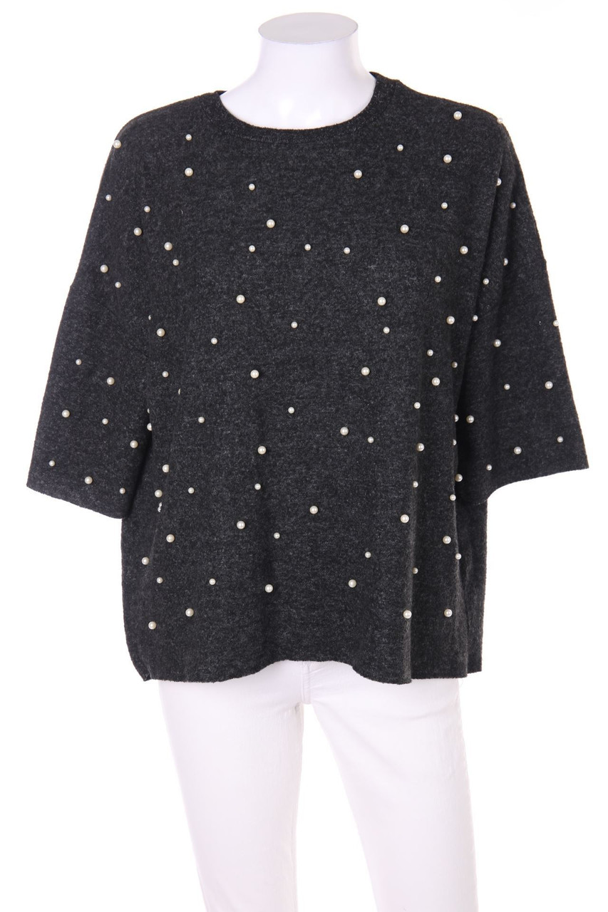 ZARA TRF - Strick-Pullover mit Perlen - S