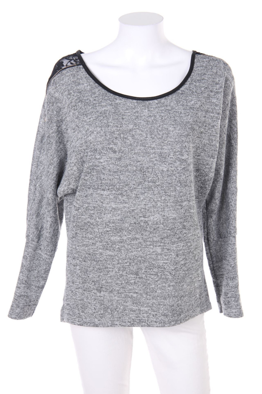 zebra - Batwing-Pullover mit Spitzen-Einsatz - L