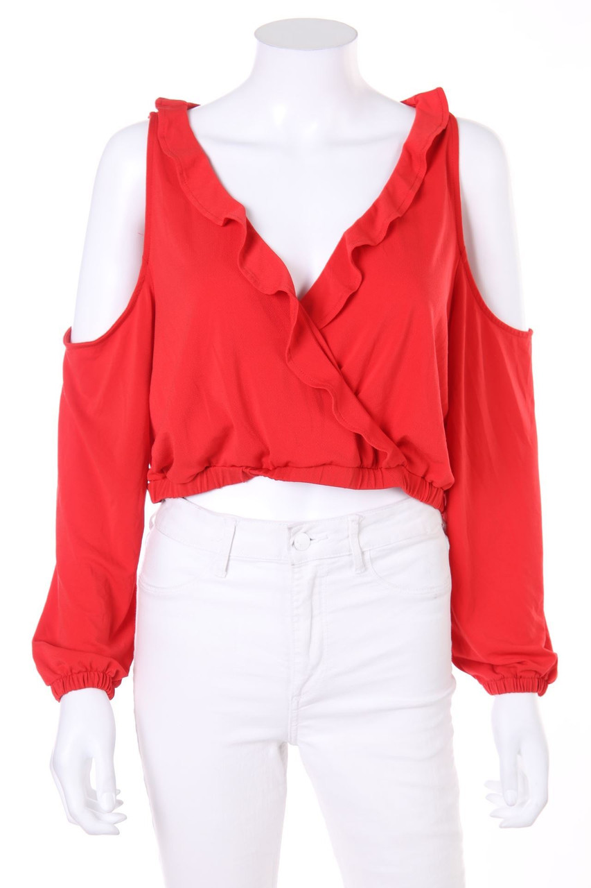 H&M DIVIDED - Cropped-Cold-Shoulder-Bluse mit Cut-outs - L