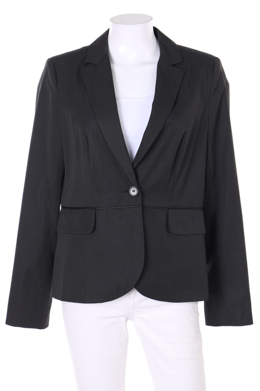 MONTEGO - Streifen-Blazer mit Kunstleder-Details - D 40