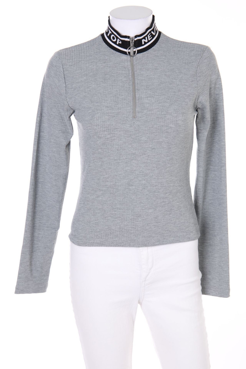 TERRANOVA - Longsleeve-Shirt mit Reißverschluss mit Statement-Print - S