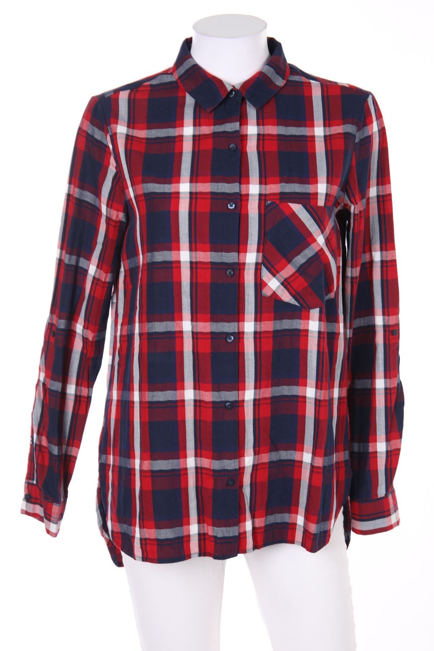 ZARA TRF - Tartan-Hemd-Bluse mit aufgesetzten Taschen - S