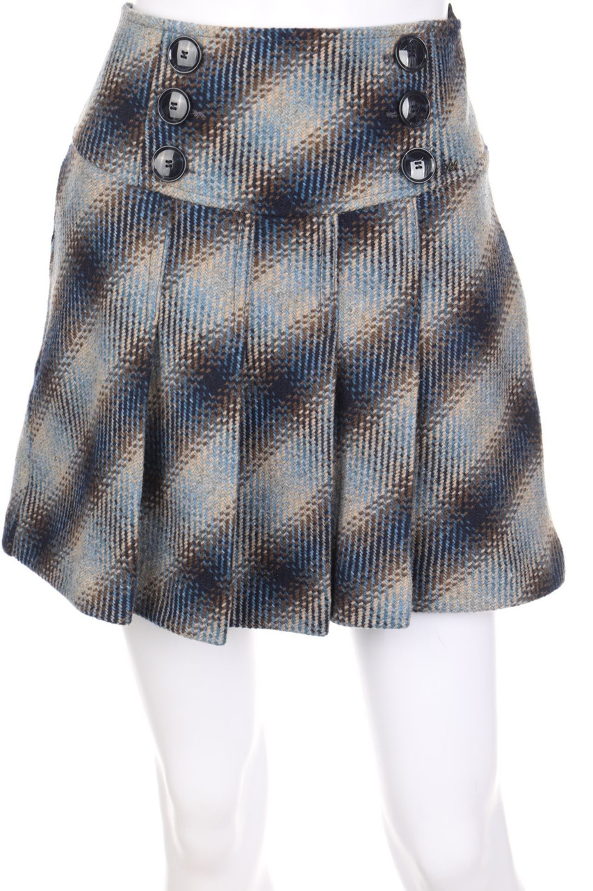 MEXX - Strick-Falten-Mini-Rock mit Karo-Muster - D 34