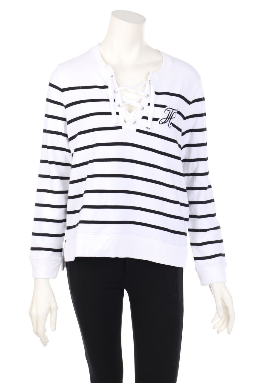TOMMY HILFIGER - Streifen-Sweatshirt mit Schnürung - M