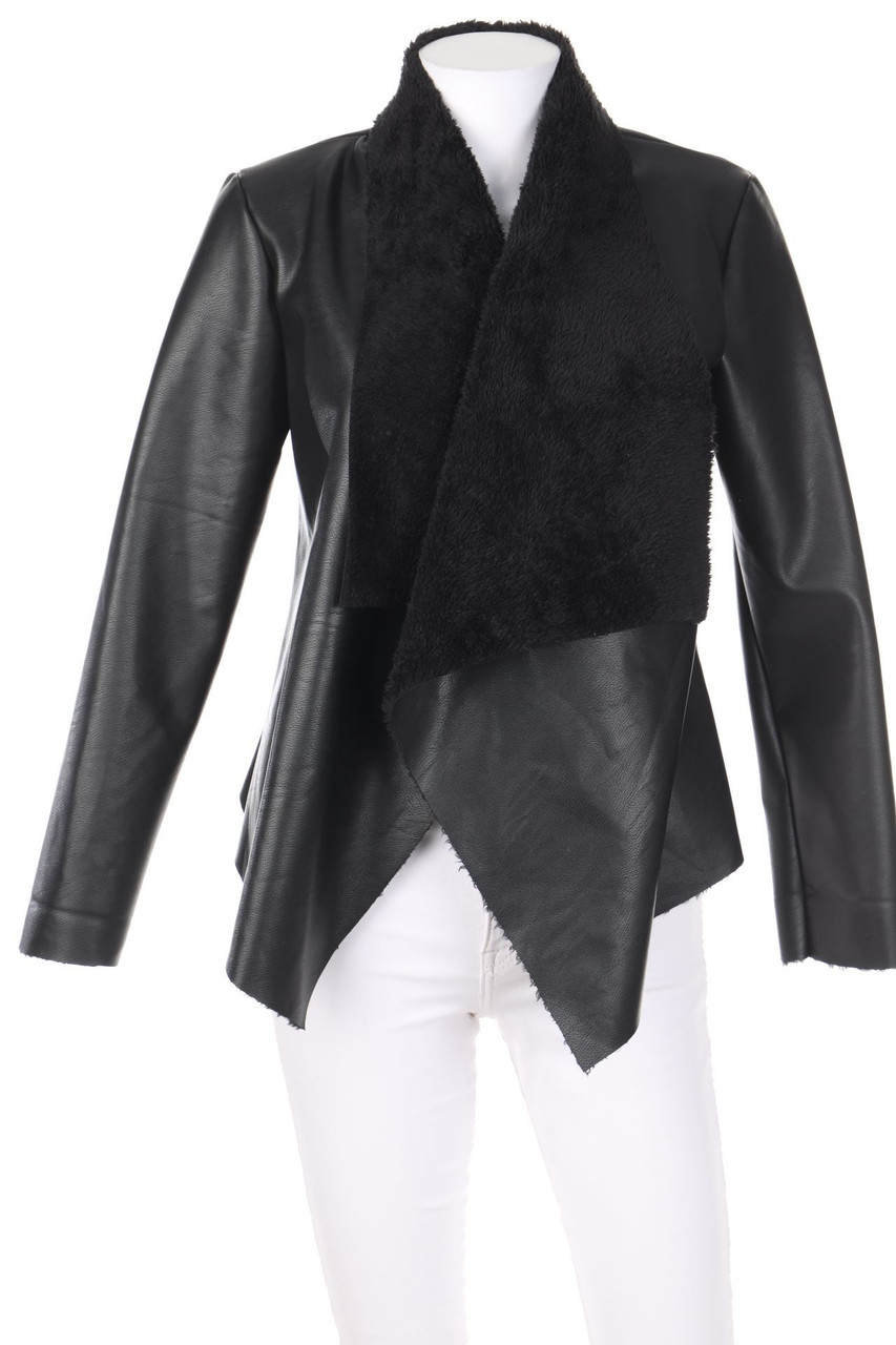 zebra - Kunstlederjacke mit Fake Fur-Besatz - XS