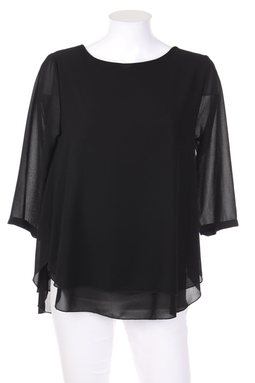 Ohne Label - Bluse mit 3/4-Ärmel aus Crêpe im Layer Look - M