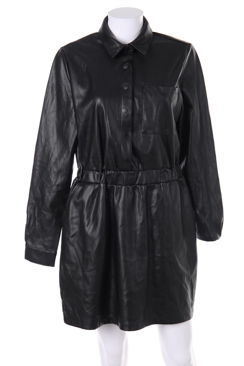 Noisy May - Faux Leather-Kleid mit Gummizug - L