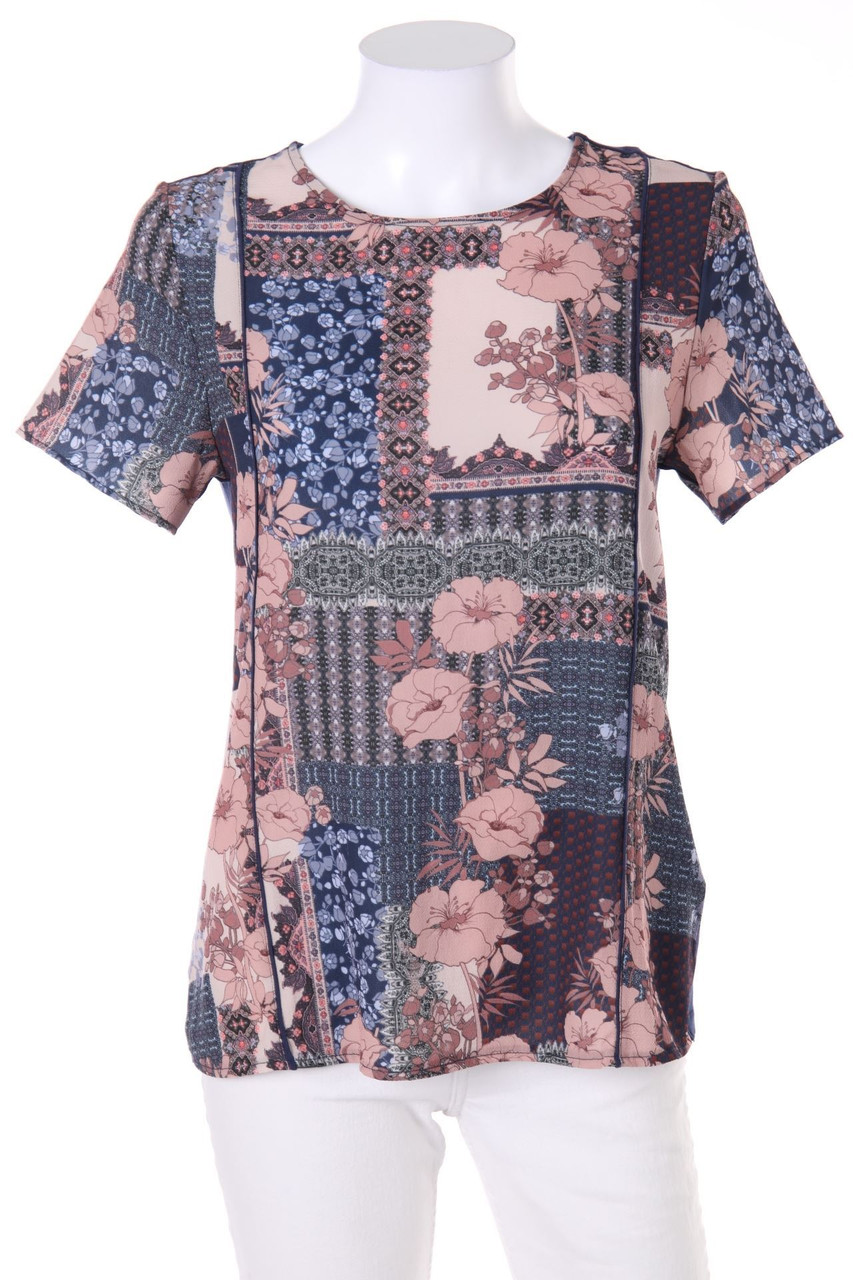 ESPRIT - Kurzarm-Bluse mit floralem Muster - M