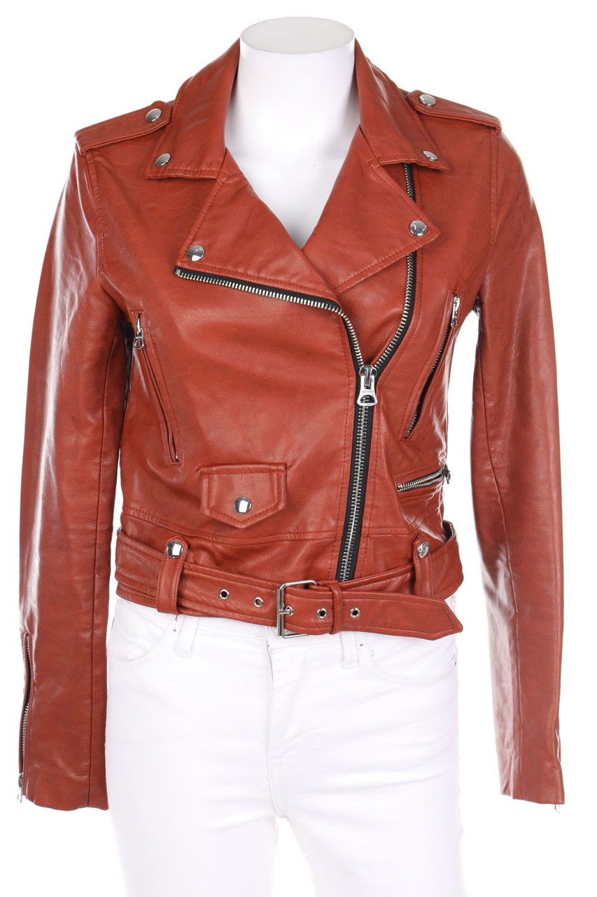 Bershka - Kunstlederjacke im Biker-Stil - S