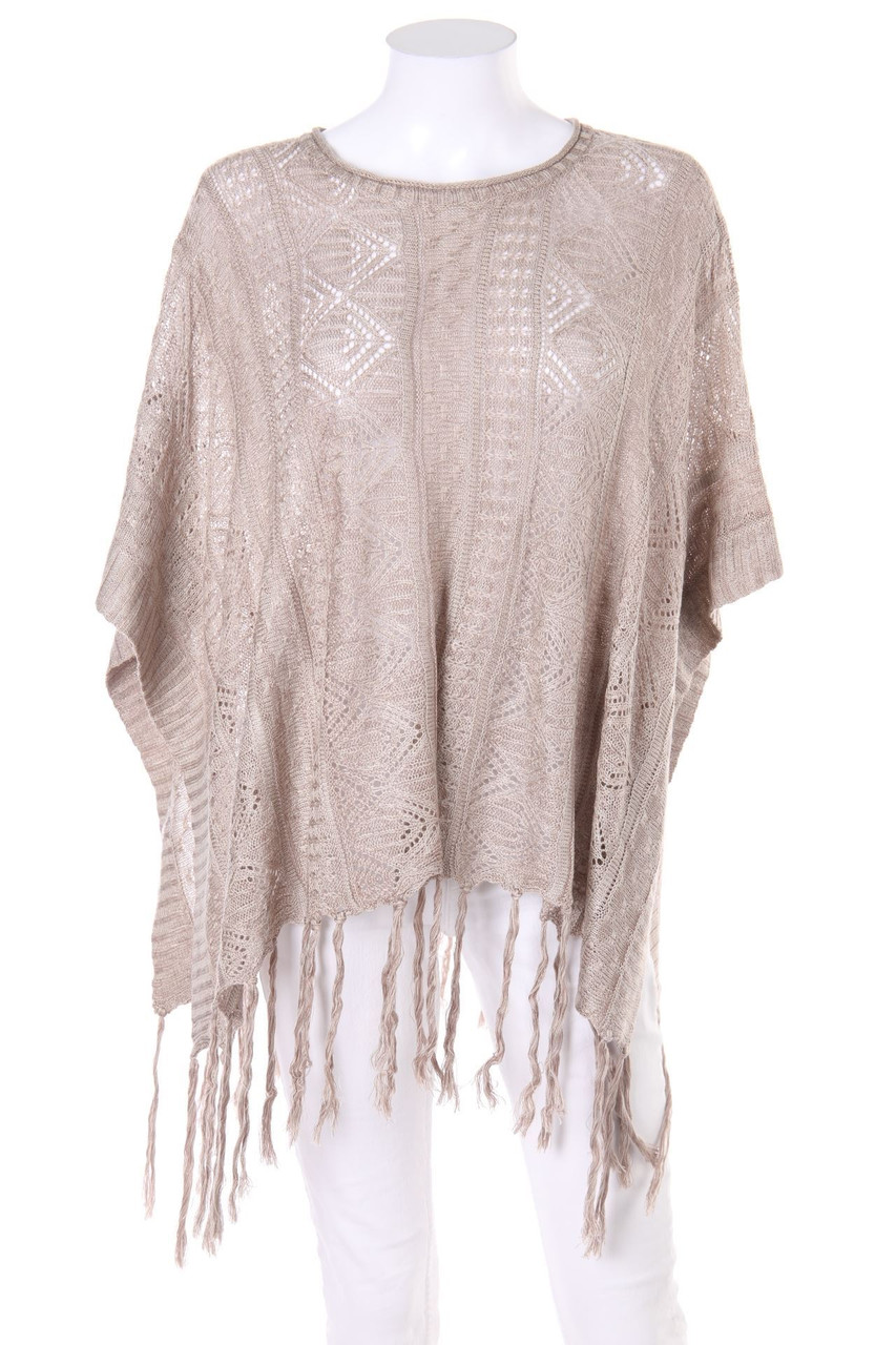 maddison - Muster-Poncho mit Fransen - ONE SIZE
