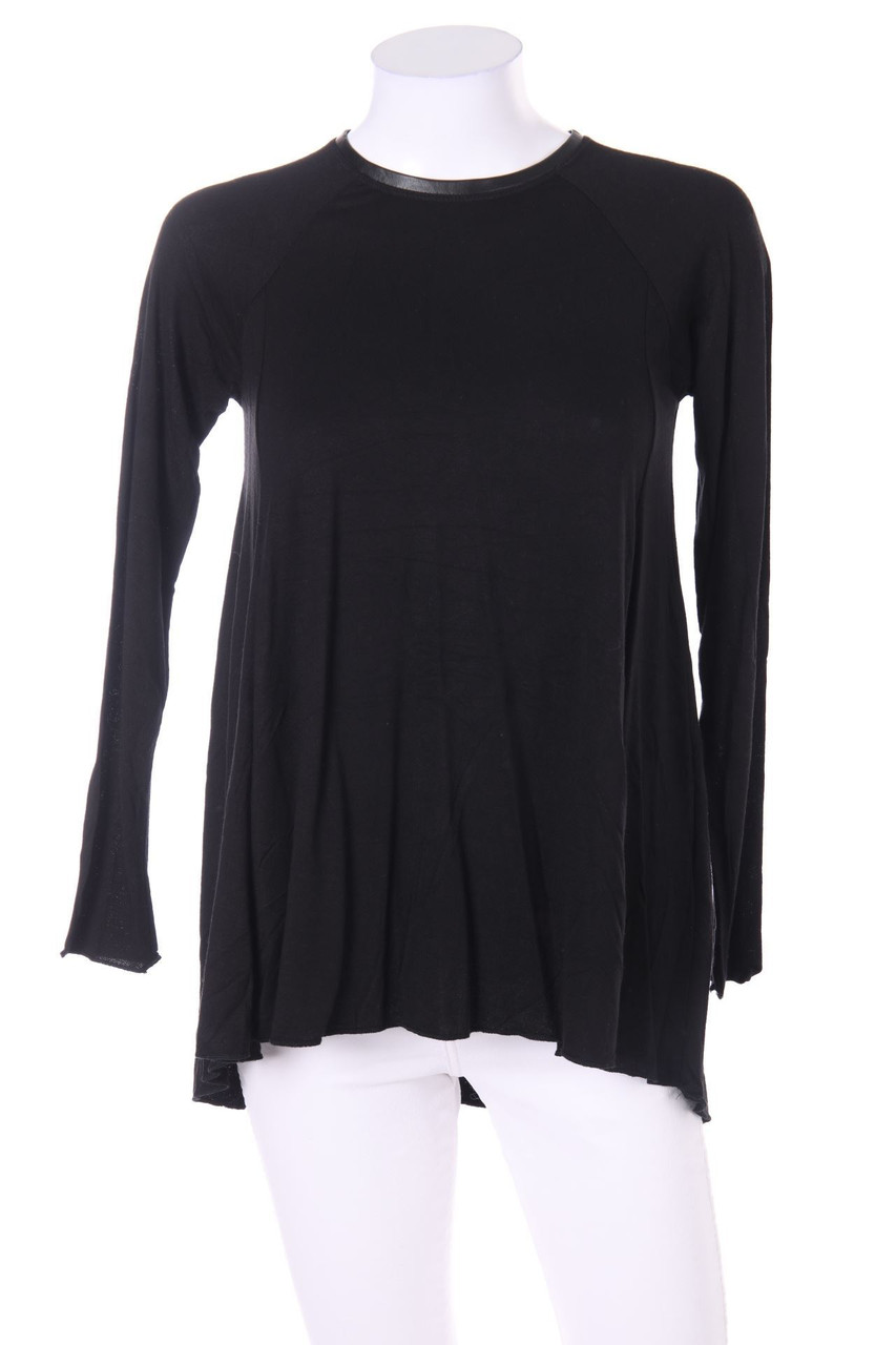 ZARA W&B - Longsleeve-Shirt mit Kunstleder-Details - S