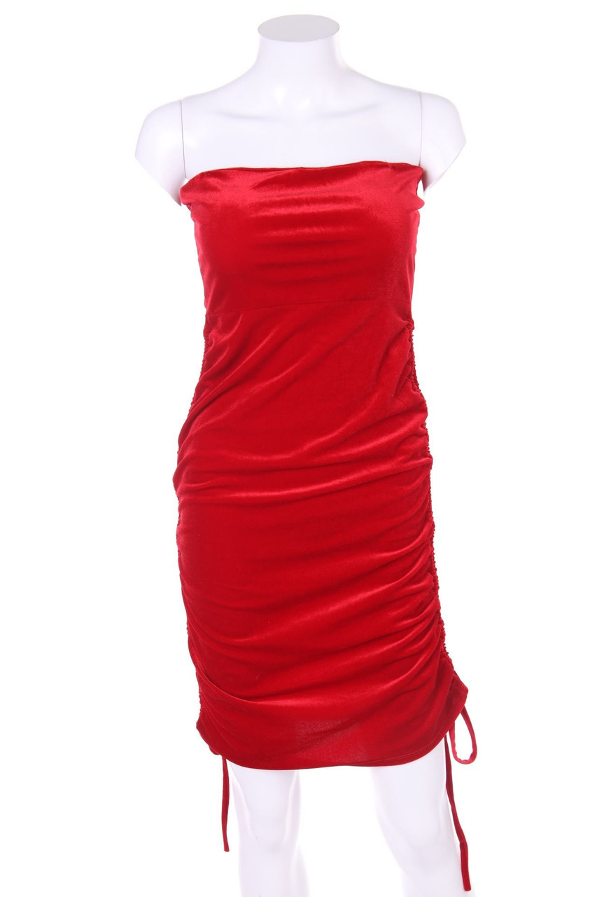 Ohne Label - Samt-Kleid mit Tunnelzug - XS