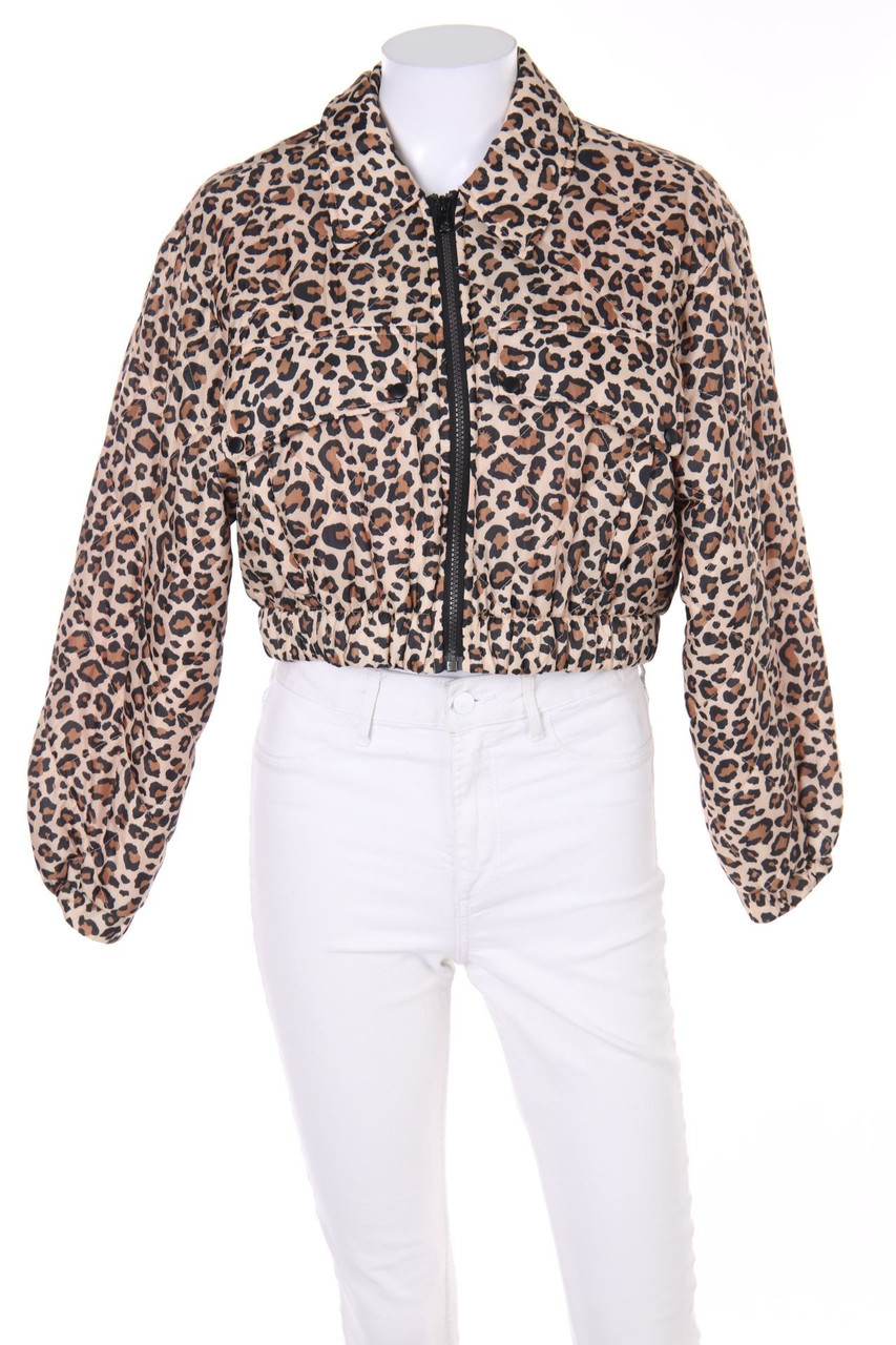 ZARA - Cropped-wattierte Jacke mit Leo-Print - XS