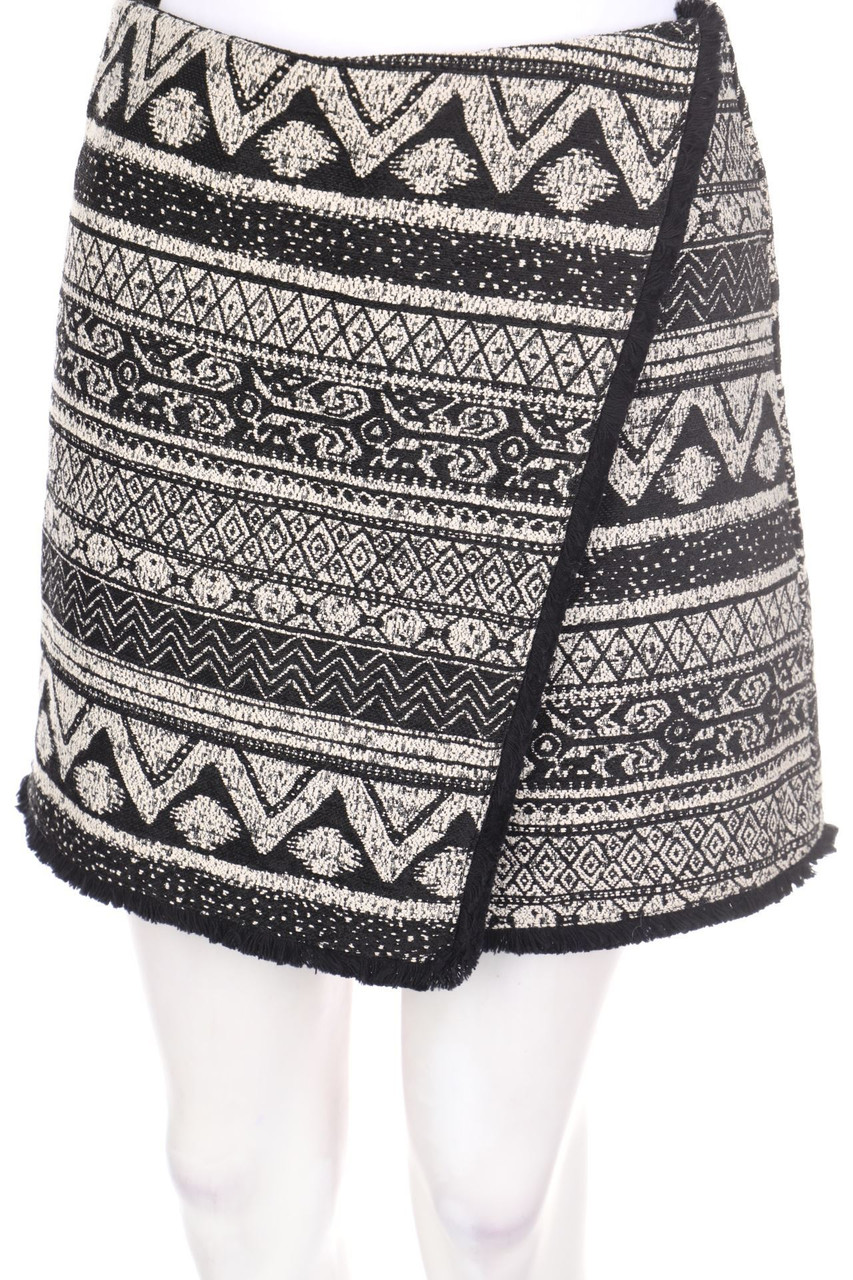 H&M - Muster-Minirock mit Fransen - D 36